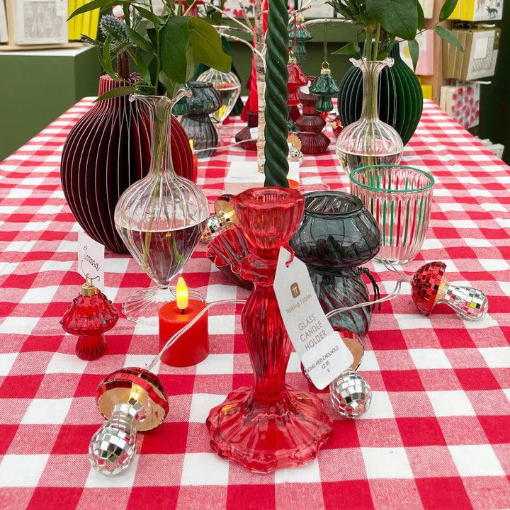 Red & White Fabric Gingham Tablecloth