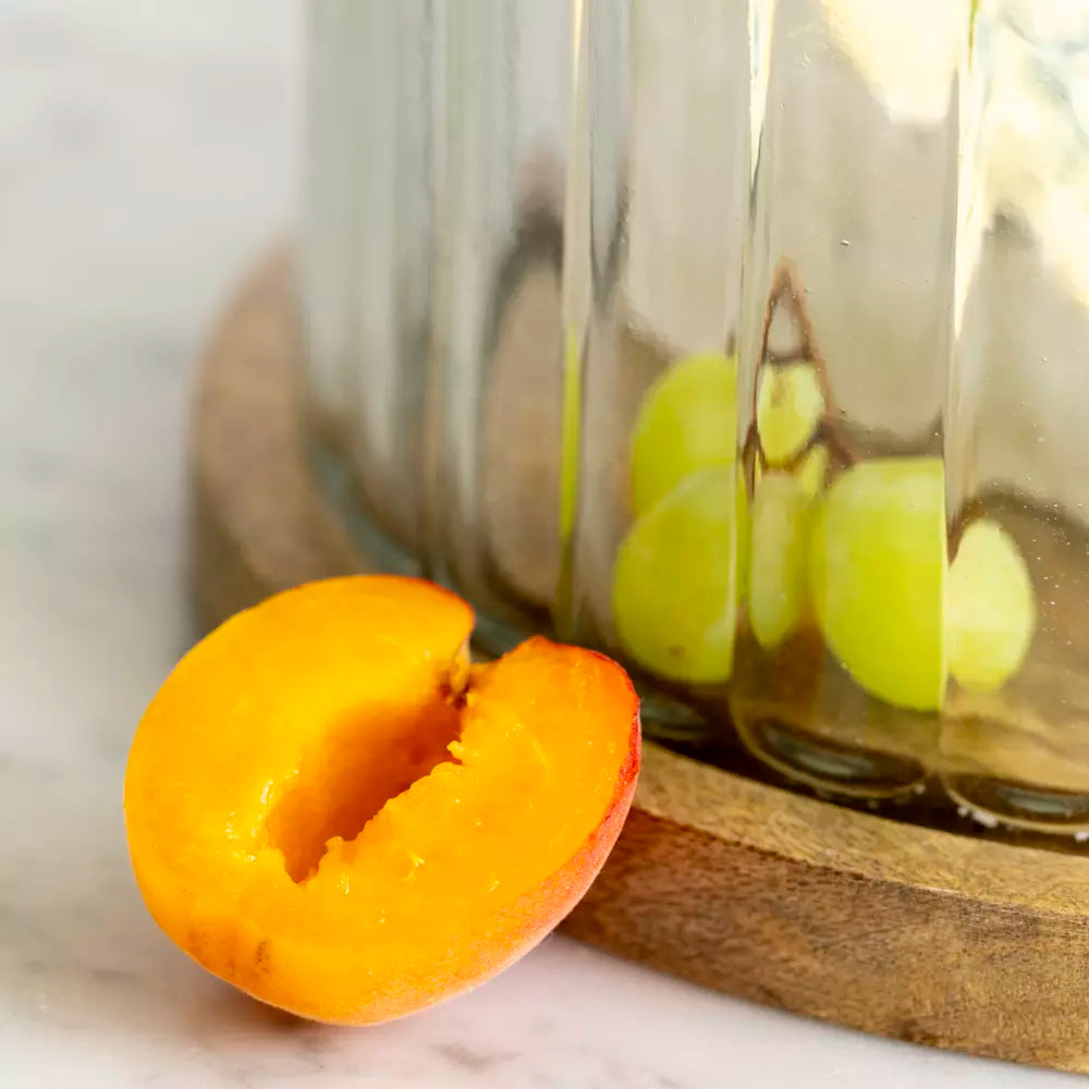 Ribbed Cloche with Wooden Base