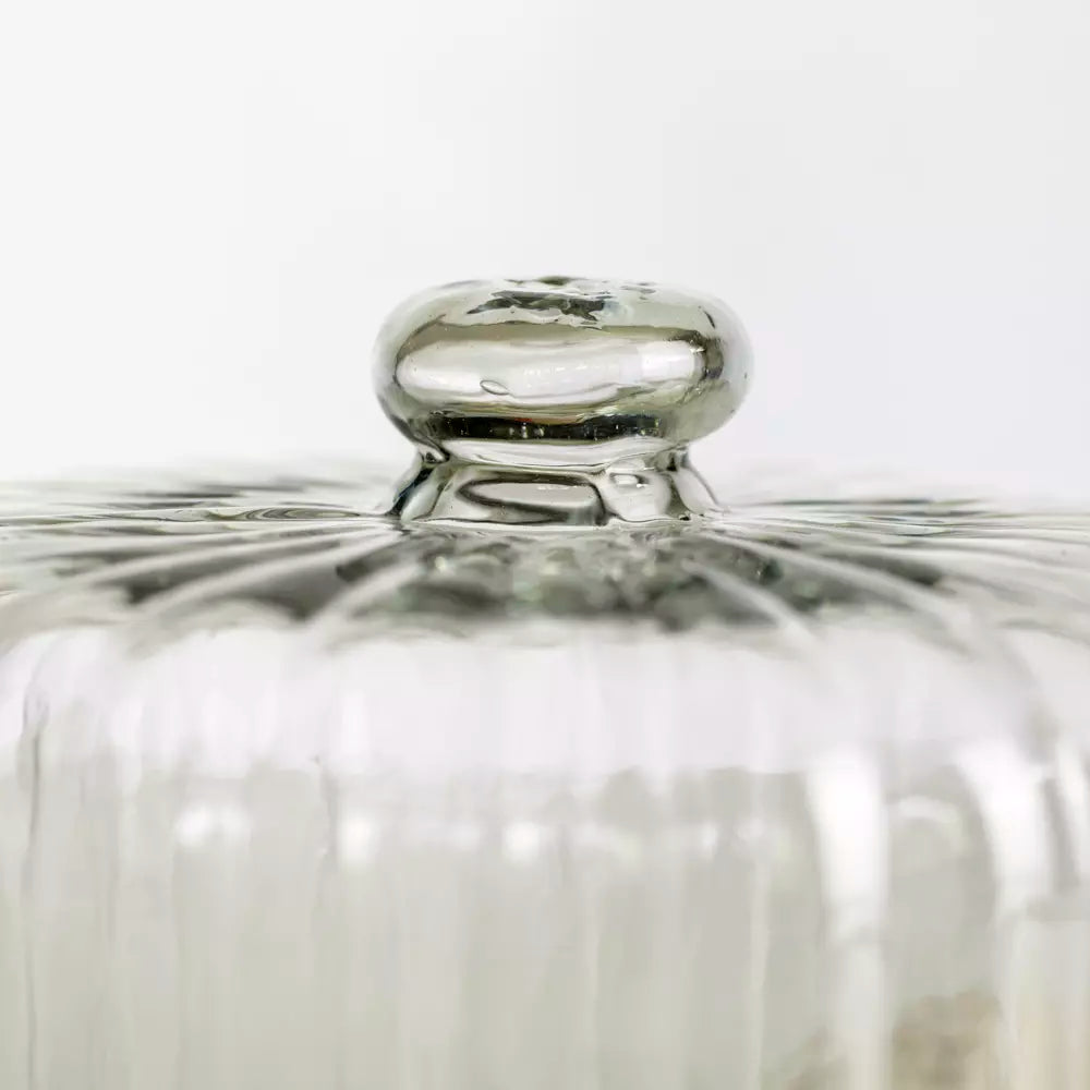 Ribbed Cloche with Wooden Base - Large