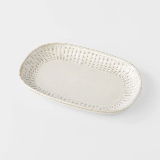 Ridged Alabaster Oval Plate