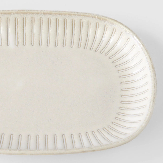 Ridged Alabaster Oval Plate