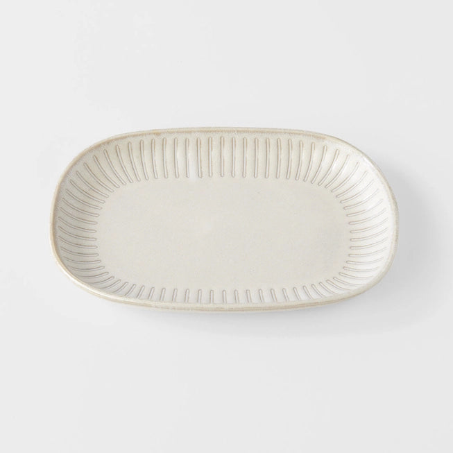 Ridged Alabaster Oval Plate