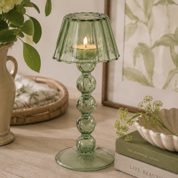 Dark Green Glass Tealight Lamp