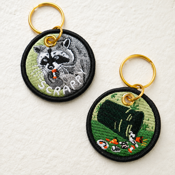 Scrappy Raccoon - Embroidered Keychain
