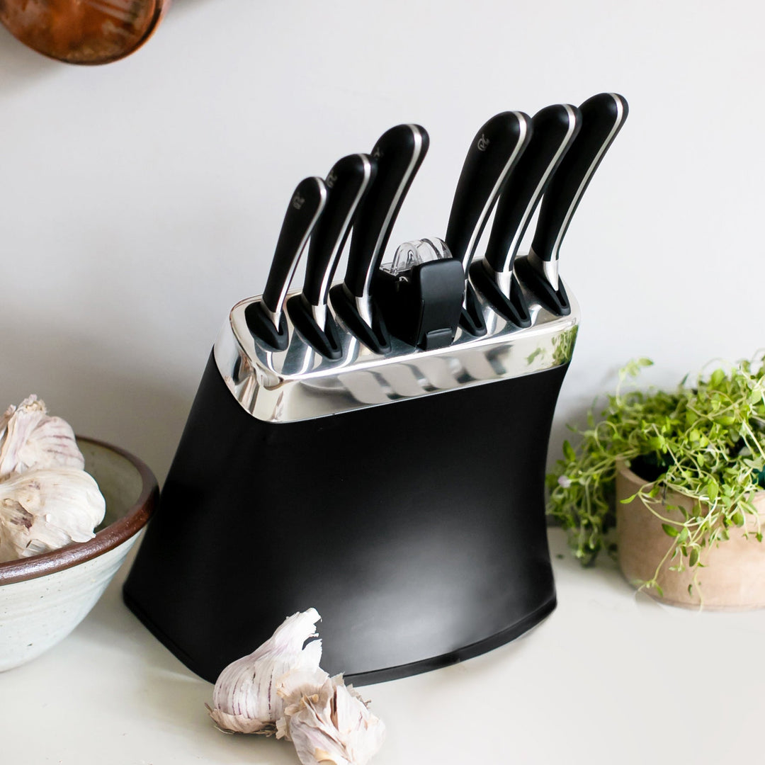 Robert Welch Signature Knife Block with Sharpener - product detail or lifestyle view; knives not included