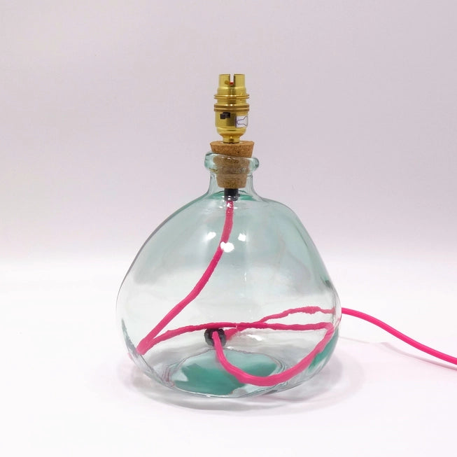 Simplicity Clear Glass Lamp with Pink Cord