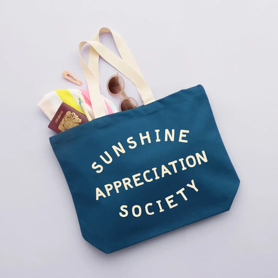 Sunshine Appreciation Society Tote Bag in Ocean Blue