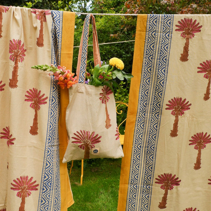 Tala Palm Tree Block Print Throw - For Table or Bed