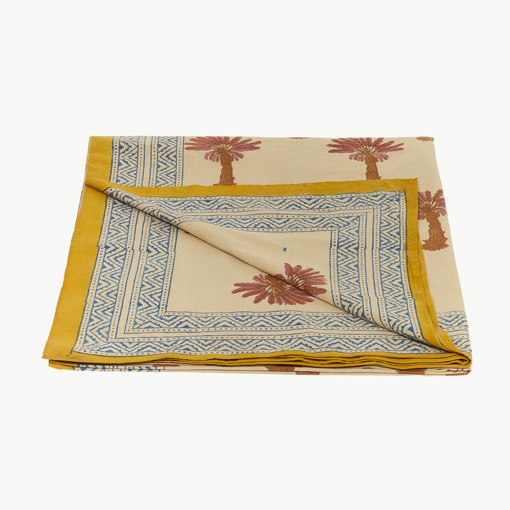 Tala Palm Tree Block Print Throw - For Table or Bed