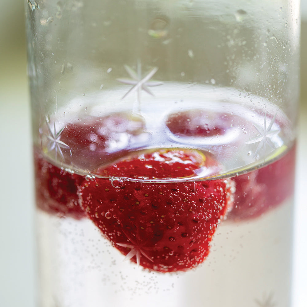 Tall Drinking Glass Etched Stars