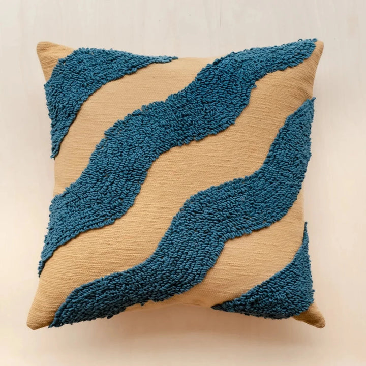 Textured Stone Wave Cotton Cushion with Inner
