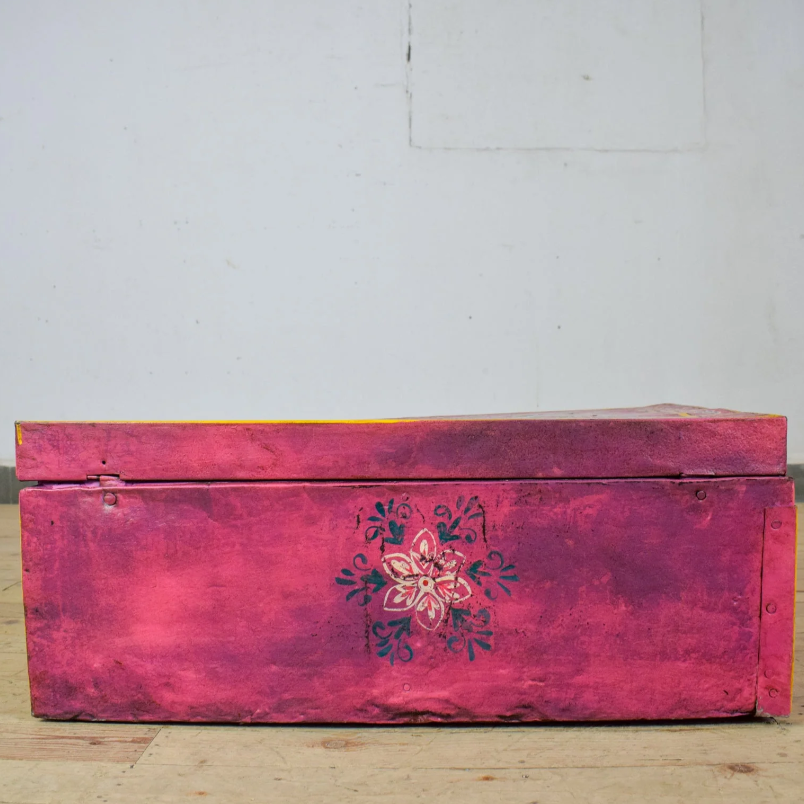 Vintage Hand Painted Floral Trunk - No.5
