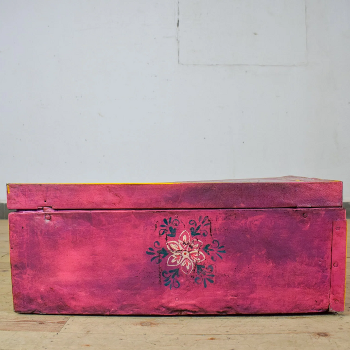 Vintage Hand Painted Floral Trunk - No.5