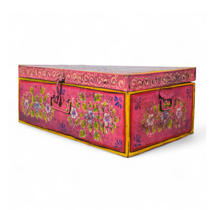 Vintage Hand Painted Floral Trunk - No.5