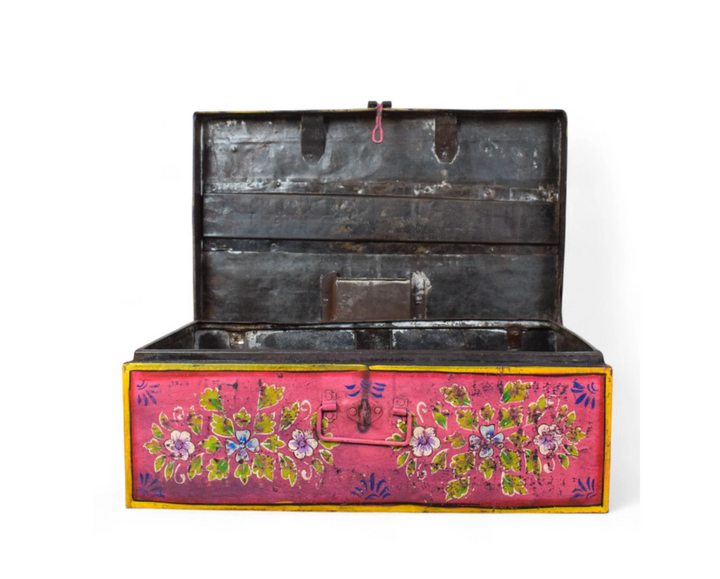 Vintage Hand Painted Floral Trunk - No.5