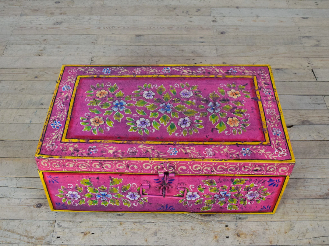 Vintage Hand Painted Floral Trunk - No.5