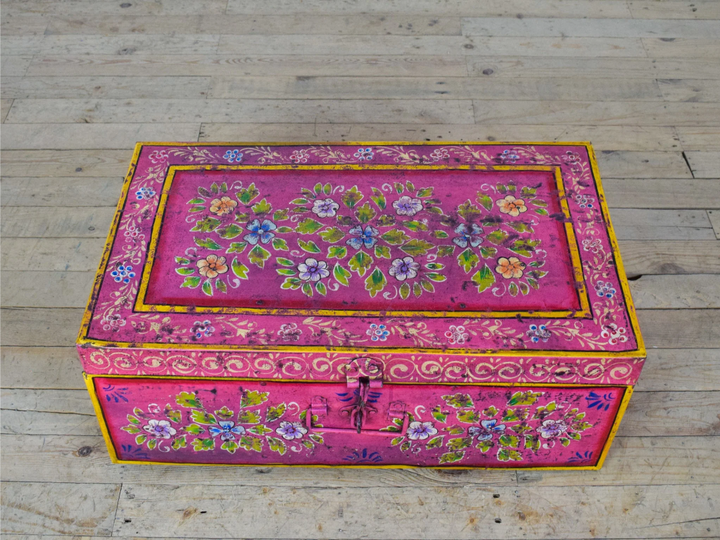 Vintage Hand Painted Floral Trunk - No.5