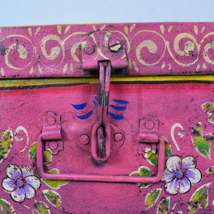 Vintage Hand Painted Floral Trunk - No.5