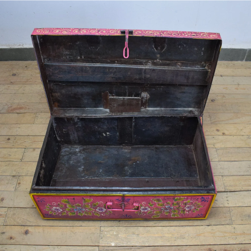 Vintage Hand Painted Floral Trunk - No.5