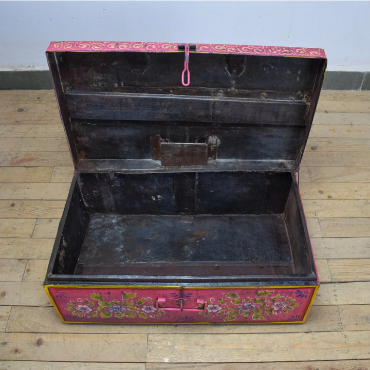 Vintage Hand Painted Floral Trunk - No.5