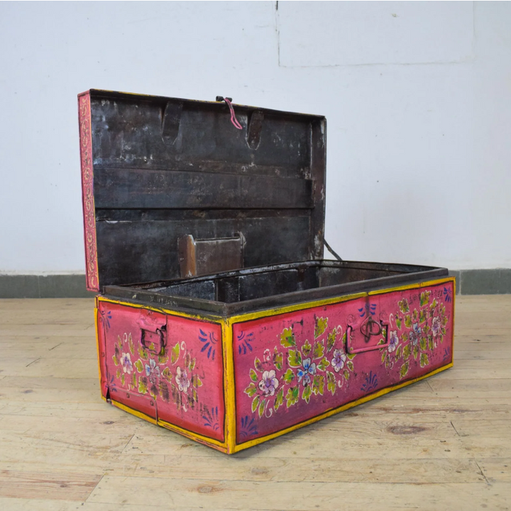 Vintage Hand Painted Floral Trunk - No.5