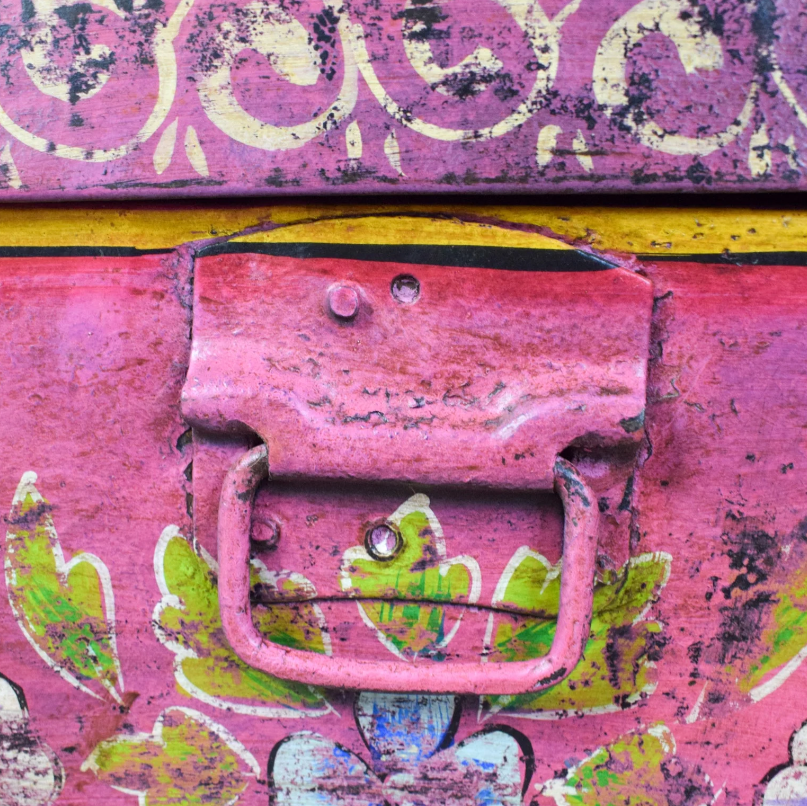Vintage Hand Painted Floral Trunk - No.5