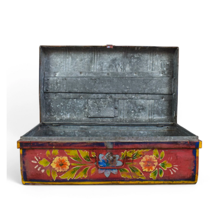 Vintage Hand Painted Floral Trunk - No.6