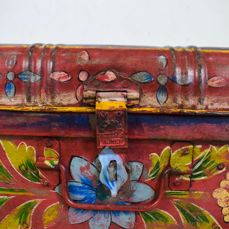 Vintage Hand Painted Floral Trunk - No.6