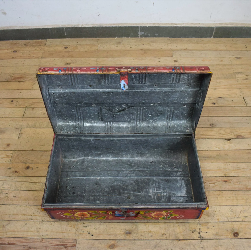Vintage Hand Painted Floral Trunk - No.6