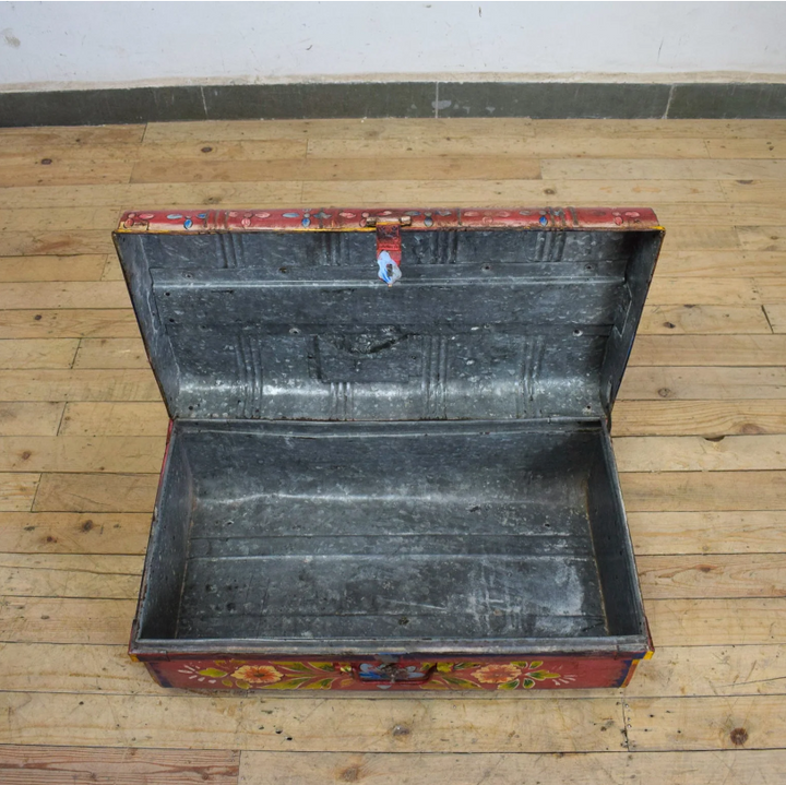 Vintage Hand Painted Floral Trunk - No.6