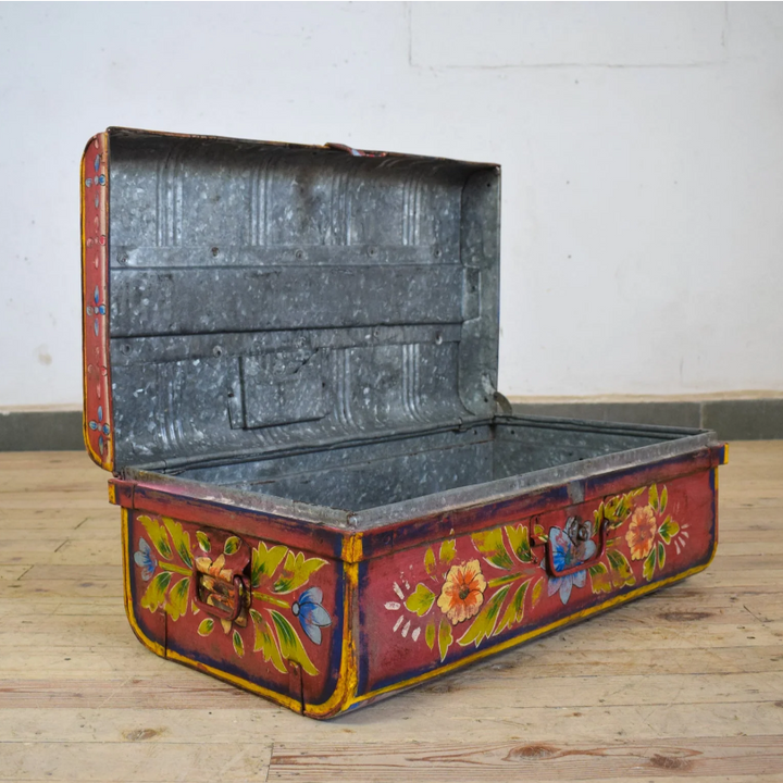 Vintage Hand Painted Floral Trunk - No.6