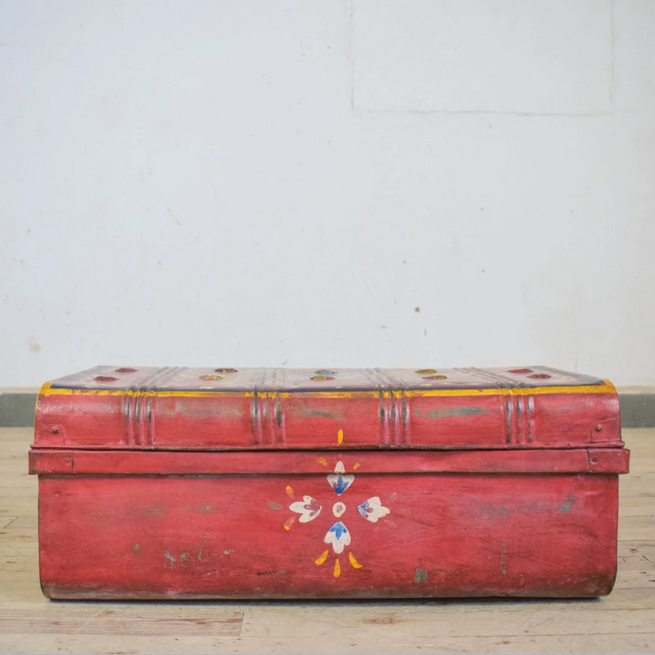 Vintage Hand Painted Floral Trunk - No.6