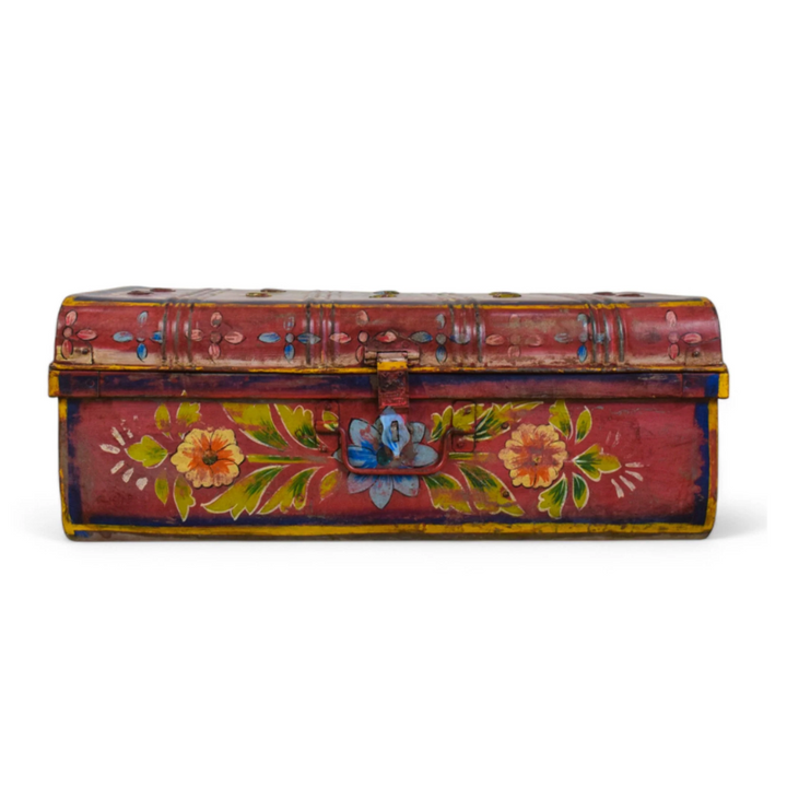 Vintage Hand Painted Floral Trunk - No.6