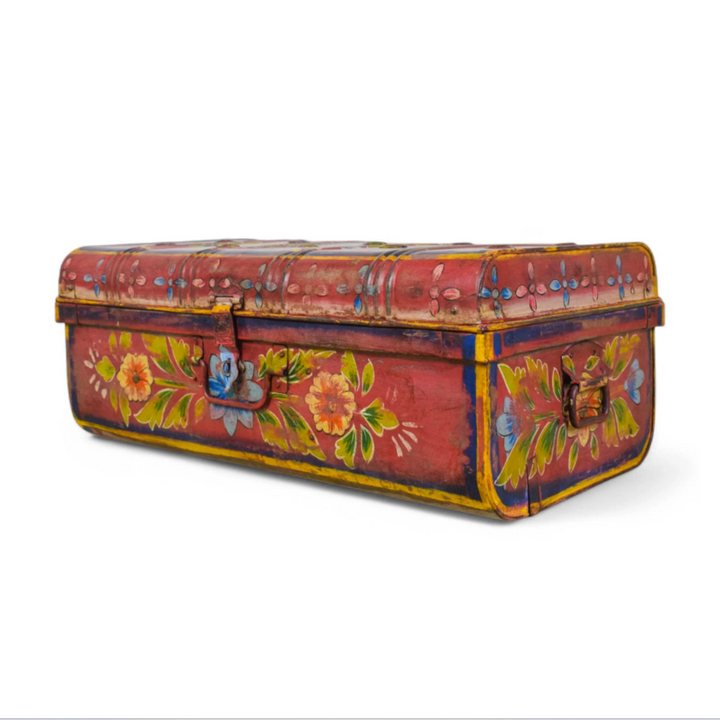 Vintage Hand Painted Floral Trunk - No.6