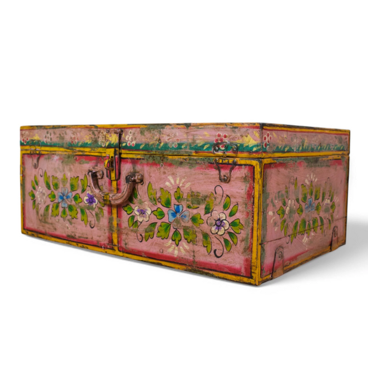 Vintage Hand Painted Floral Trunk - No.7