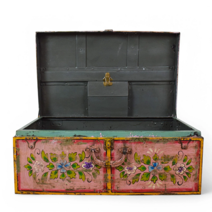 Vintage Hand Painted Floral Trunk - No.7