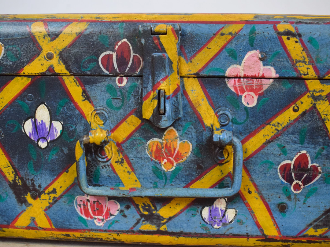 Vintage Hand Painted Floral Trunk - No.8