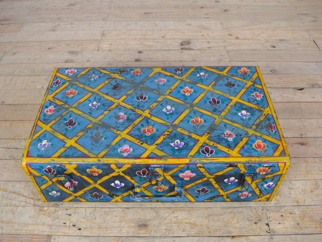 Vintage Hand Painted Floral Trunk - No.8