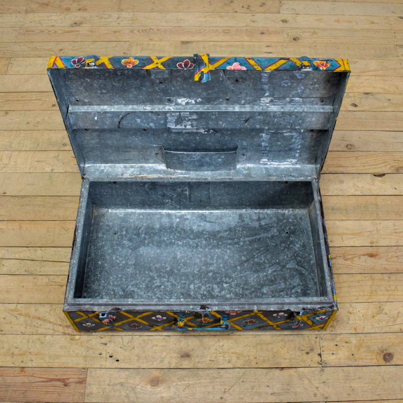 Vintage Hand Painted Floral Trunk - No.8