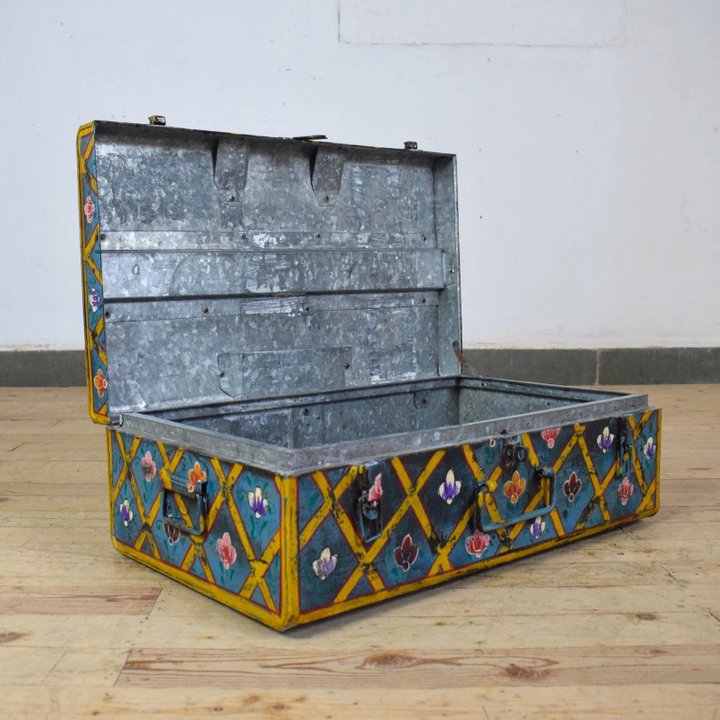 Vintage Hand Painted Floral Trunk - No.8
