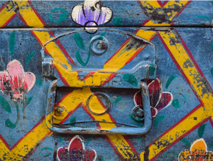 Vintage Hand Painted Floral Trunk - No.8