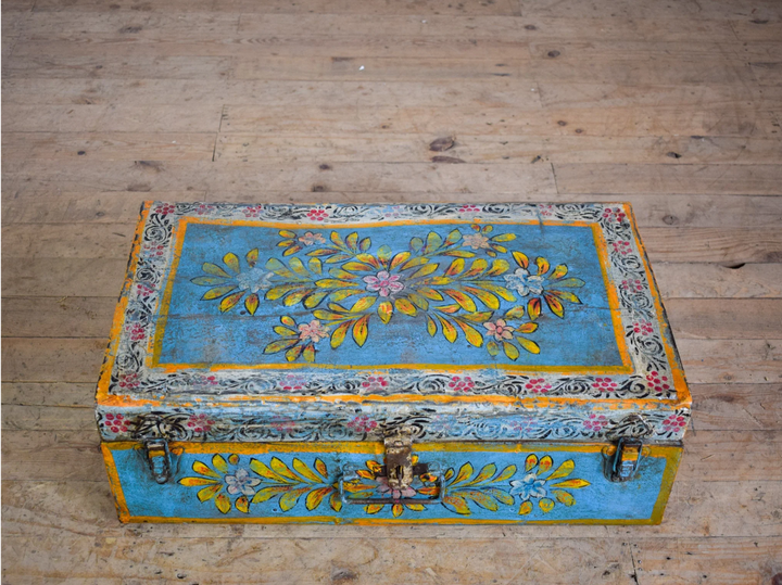 Vintage Hand Painted Floral Trunk - No.9