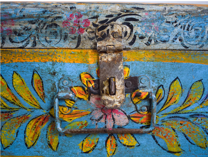 Vintage Hand Painted Floral Trunk - No.9