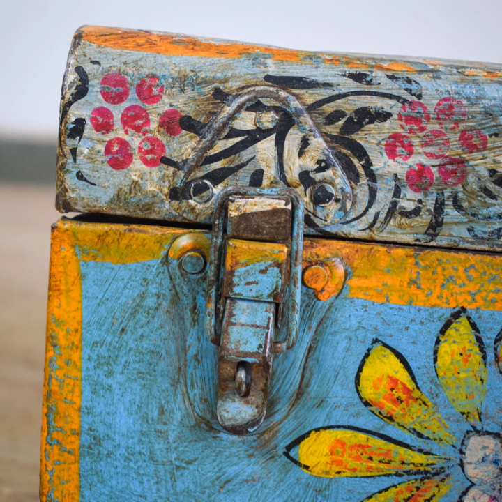 Vintage Hand Painted Floral Trunk - No.9
