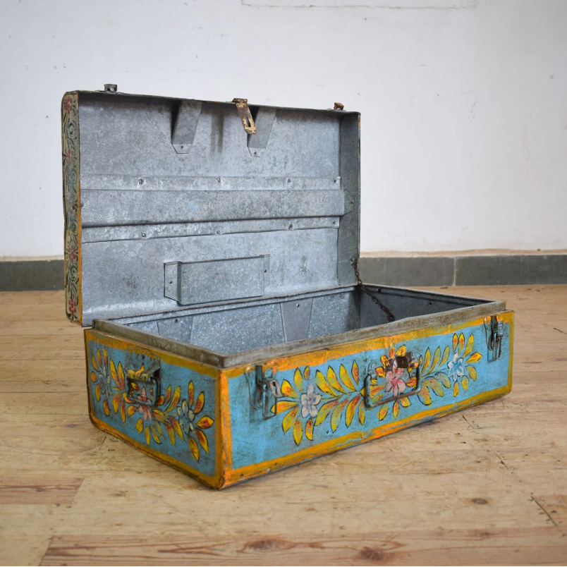 Vintage Hand Painted Floral Trunk - No.9