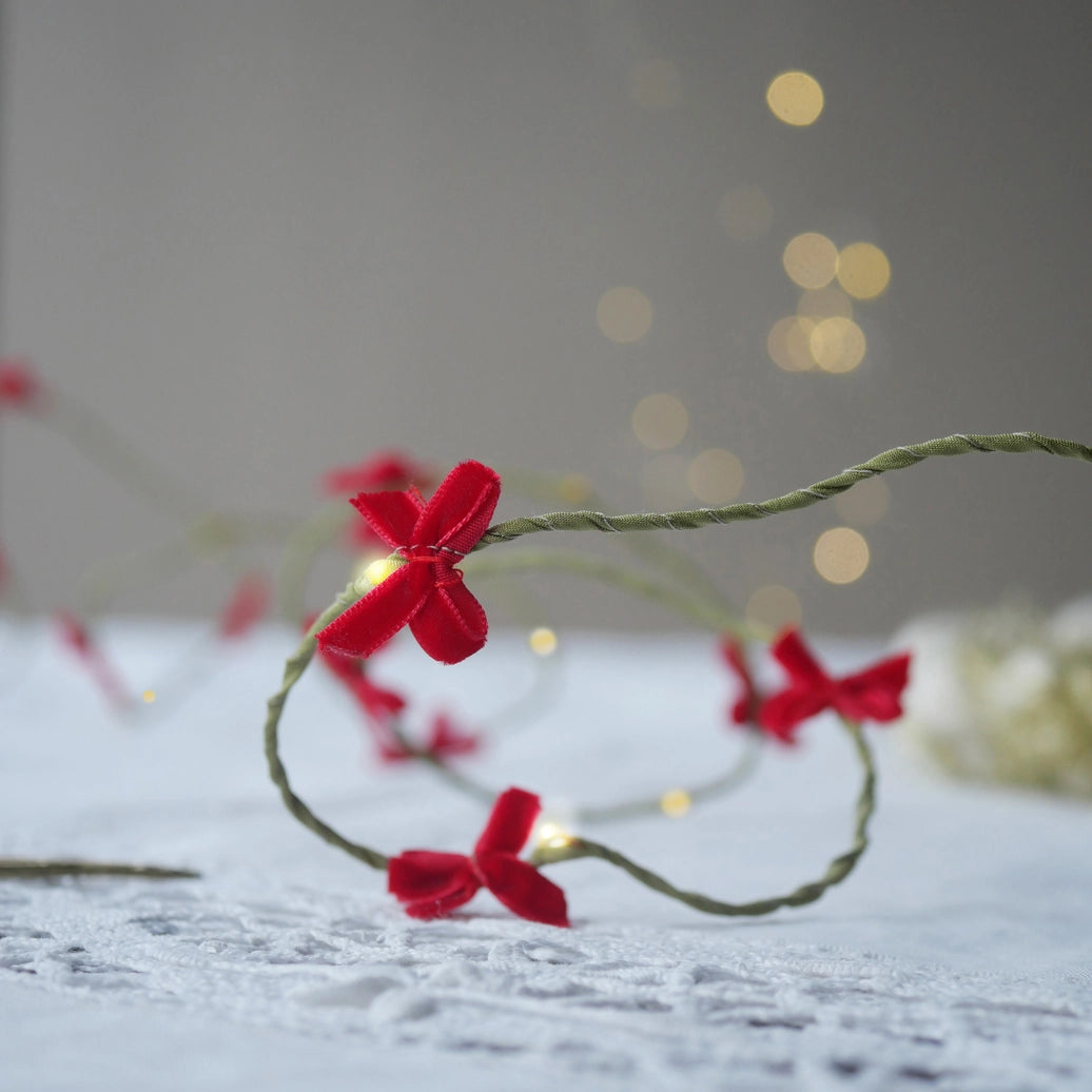 Velvet Bow Christmas Fairy Light String