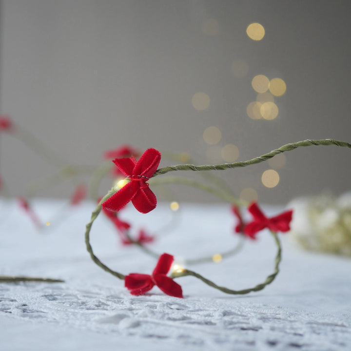 Velvet Bow Christmas Fairy Light String