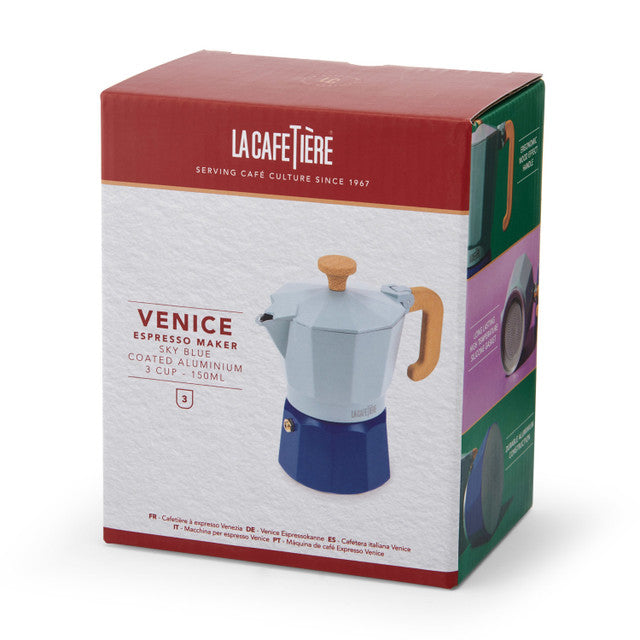 Venice Sky Blue 3 Cup Espresso Maker