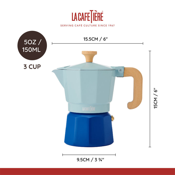 Venice Sky Blue 3 Cup Espresso Maker