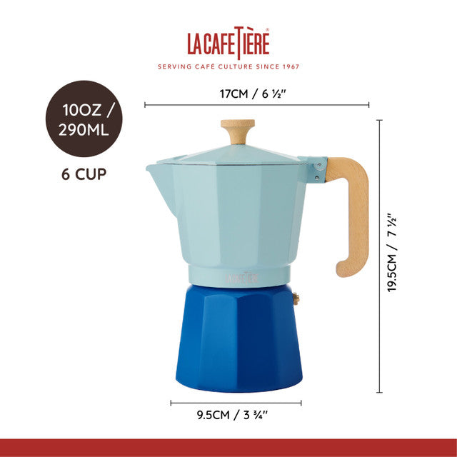 Venice Sky Blue 6 Cup Espresso Maker